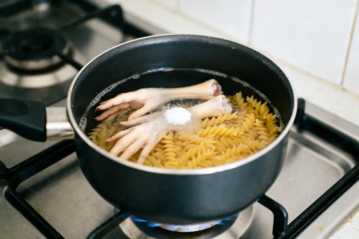 pexels-michal-pech-213601-757318 (1) Cuisson des pattes de poulet avec pâtes dans une casserole sur la cuisinière