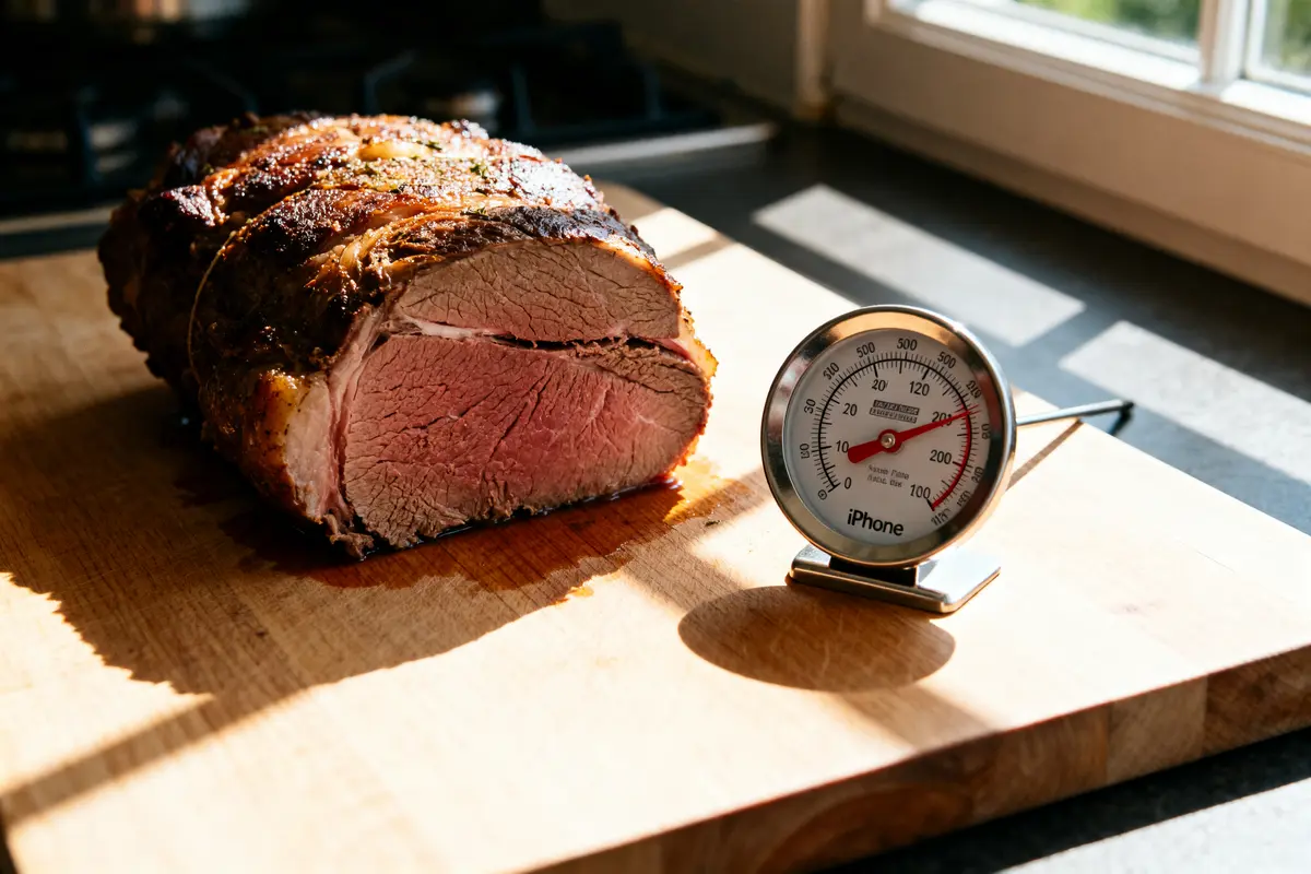 pexels-michal-pech-213601-757318 (1) Rôti de veau tranché avec thermomètre montrant le temps de cuisson d'un rôti de veau
