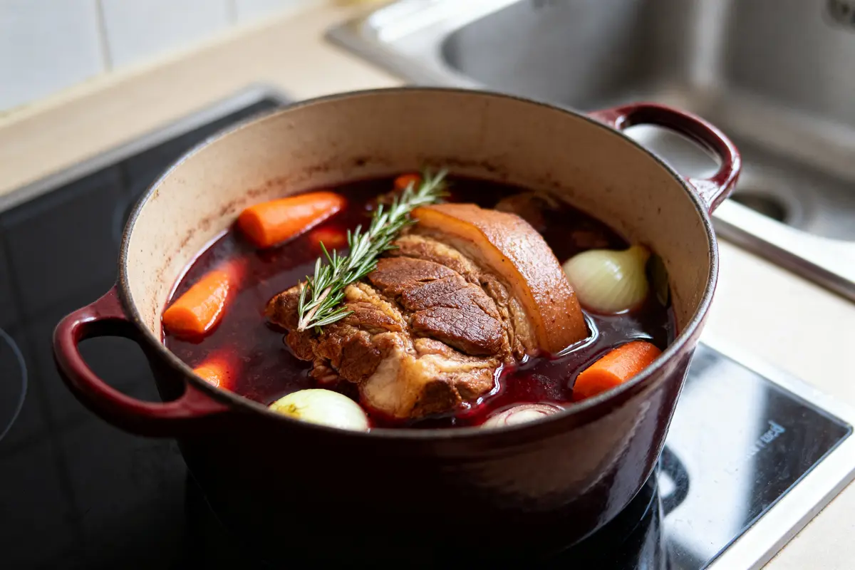 pexels-michal-pech-213601-757318 (1) Cocotte avec joue de porc façon grand-mère, carottes, oignons, romarin mijotant délicieusement