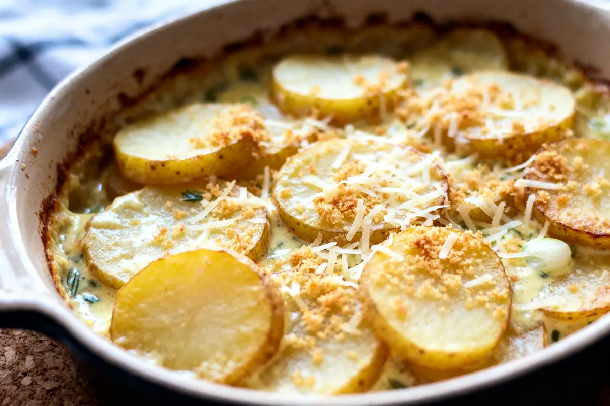 pexels-michal-pech-213601-757318 (1) Plat délicieux illustrant une recette de gratin aux pommes de terre gratiné au fromage et crème