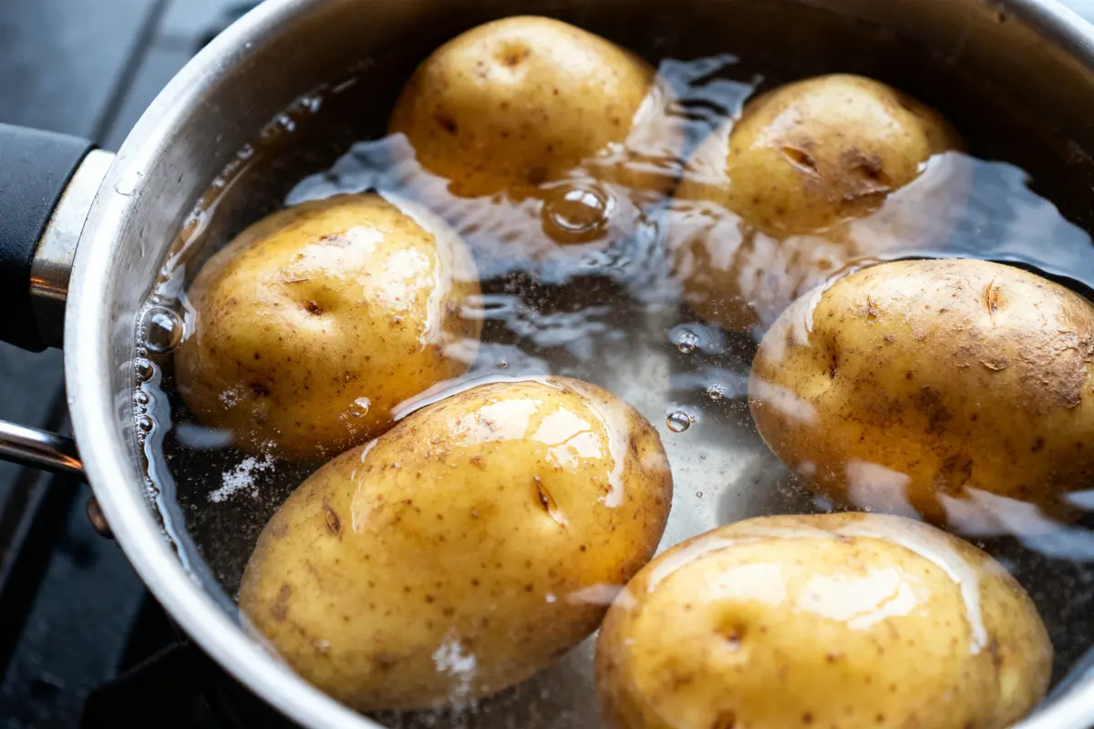 Pommes de terre en ébullition dans une casserole pour cuire la pomme de terre efficacement